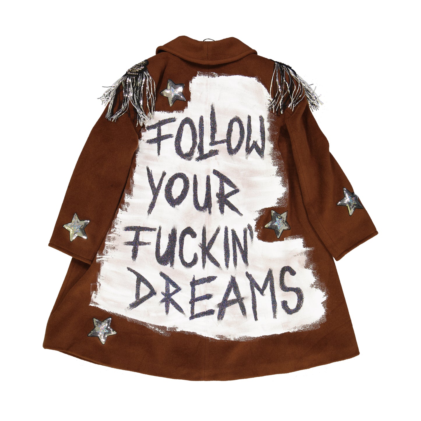 Upcycled Wool Cashmere Coat - Brown - Follow Your *** Dreams