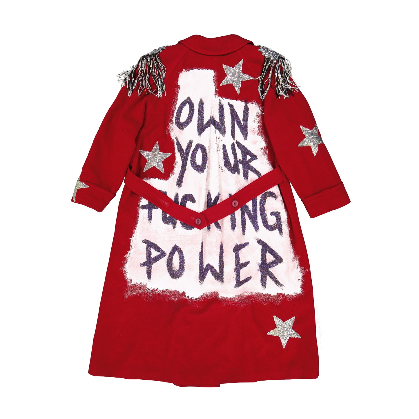 Upcycled Wool Coat - Red - Own Your ** Power