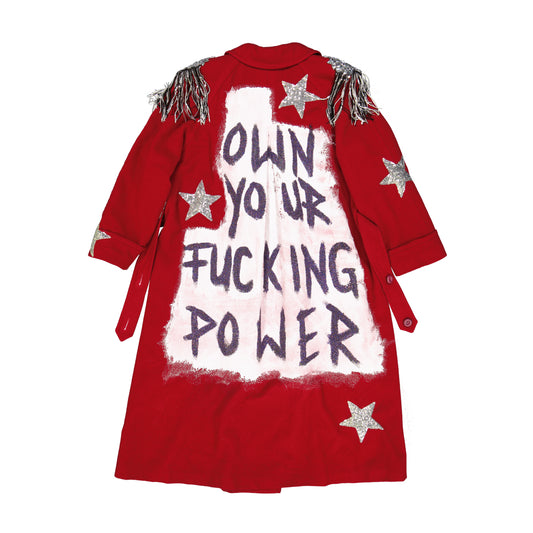 Upcycled Wool Coat - Red - Own Your ** Power
