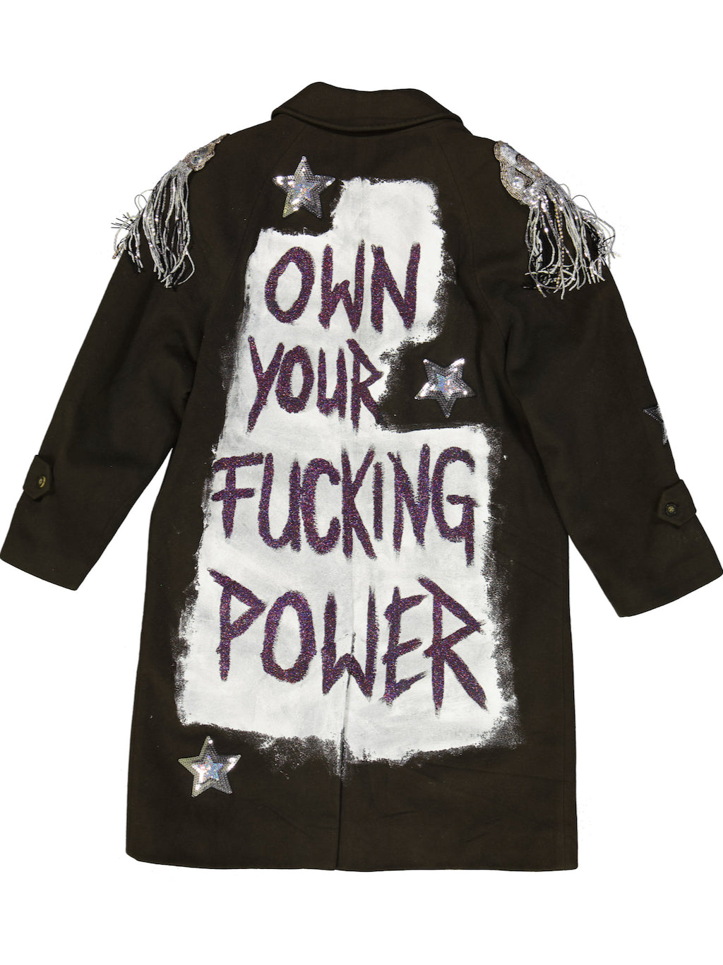 Upcycled Cashmere Wool Coat - Olive Green - Own Your *** Power