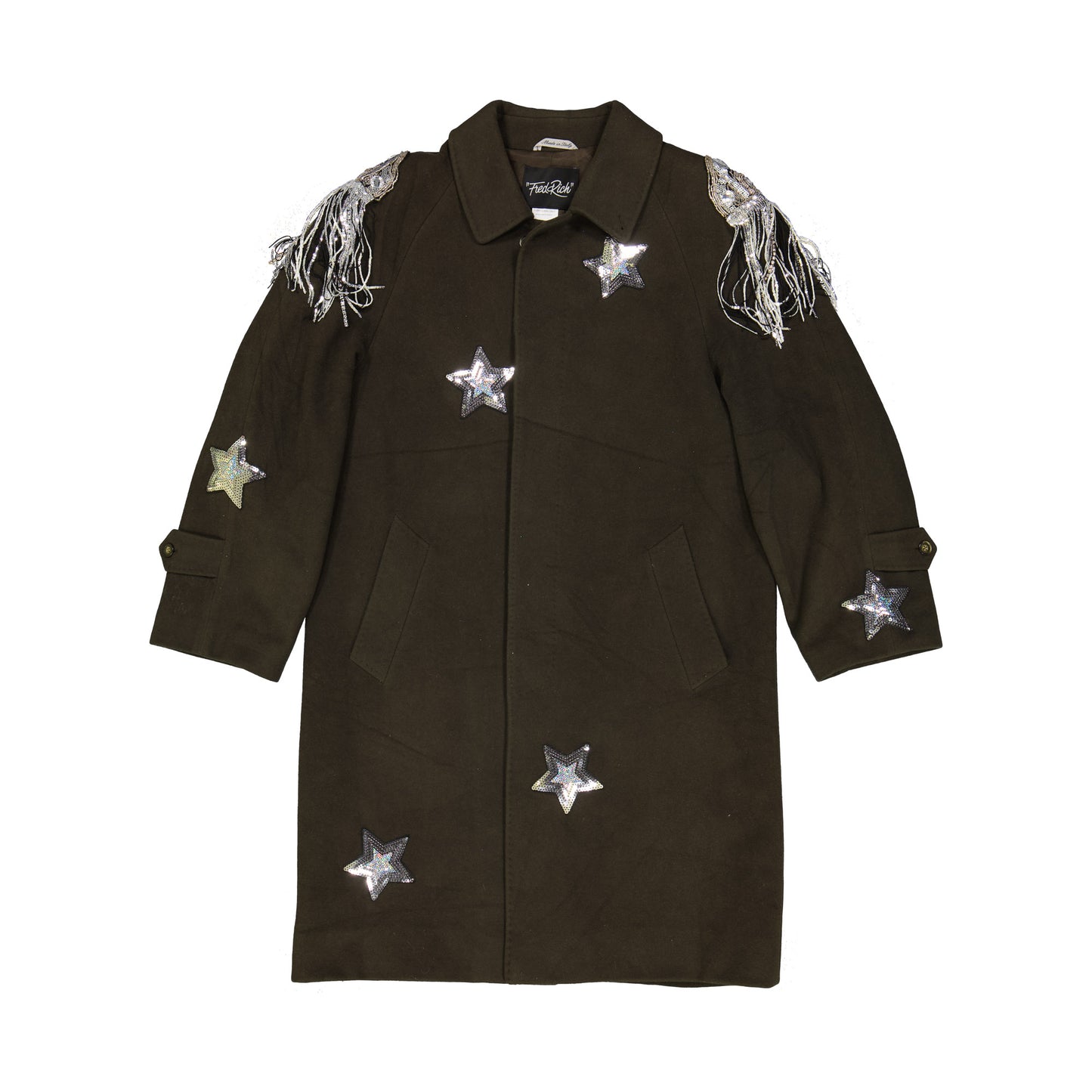 Upcycled Cashmere Wool Coat - Olive Green - Own Your *** Power