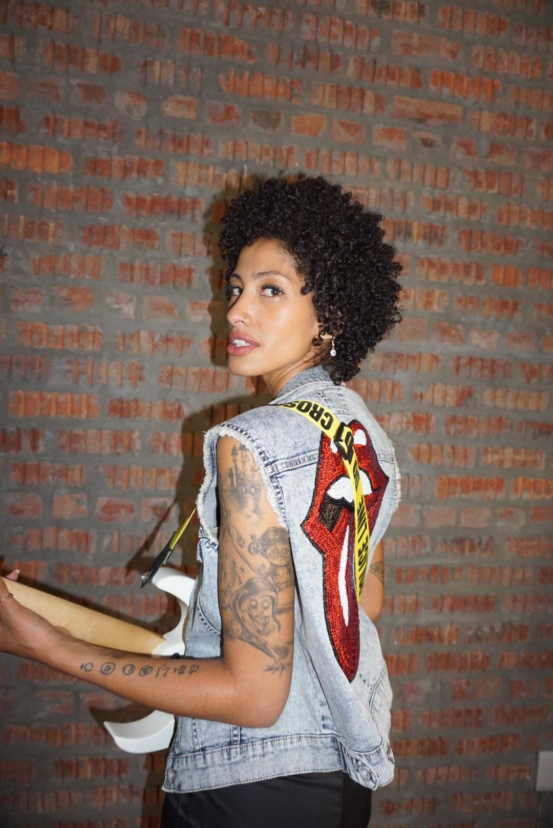 Upcycled Denim Vest Rock 'N Roll S