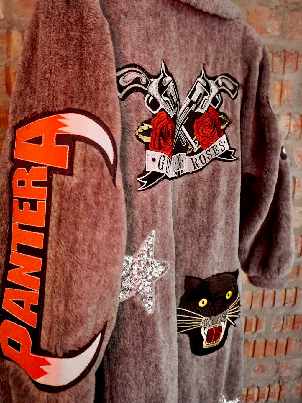 Upcycled Alpaca Patched Coat - Grey