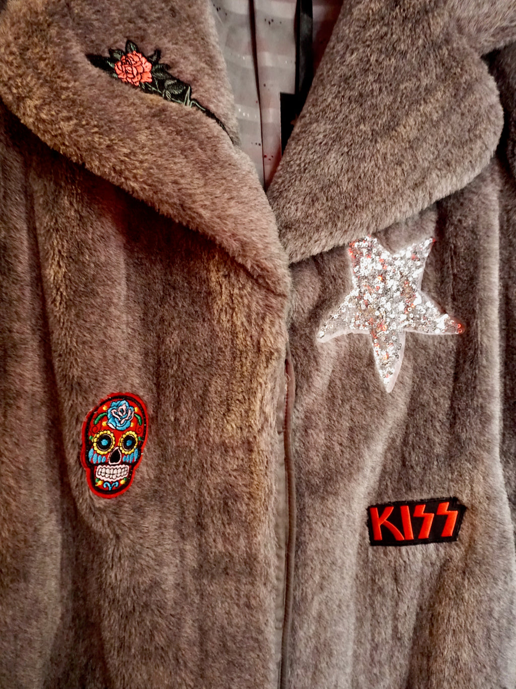 Upcycled Alpaca Patched Coat - Grey