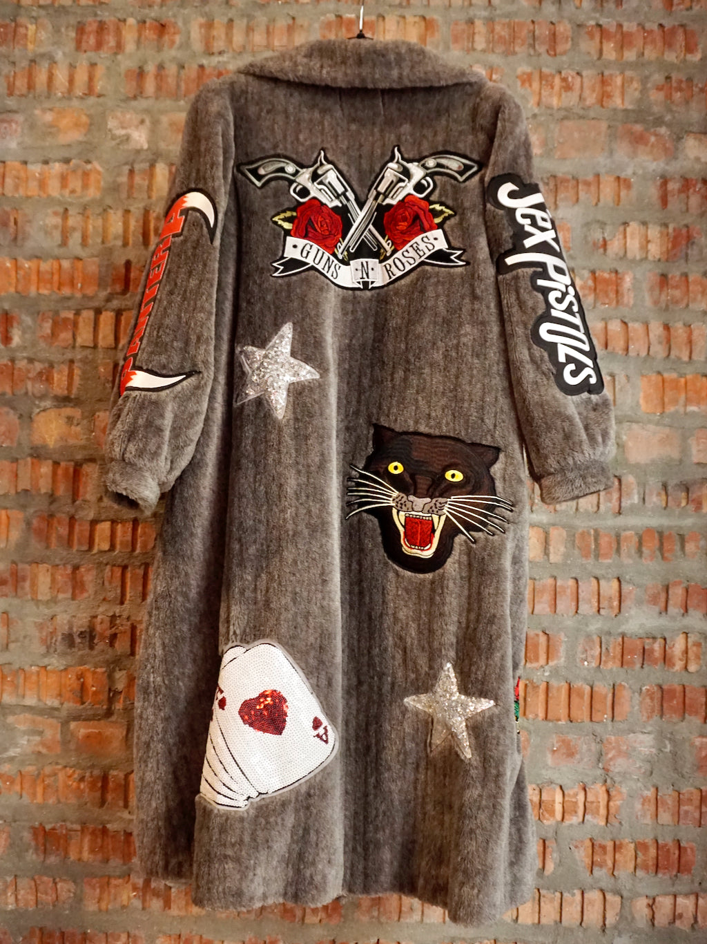 Upcycled Alpaca Patched Coat - Grey