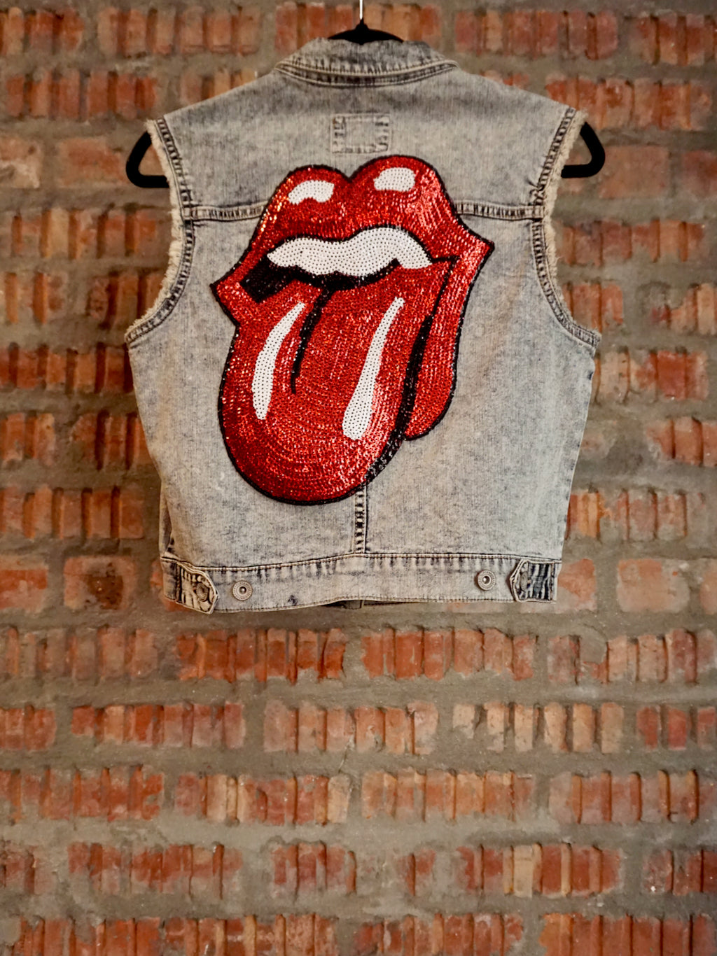 Upcycled Denim Vest Rock 'N Roll
