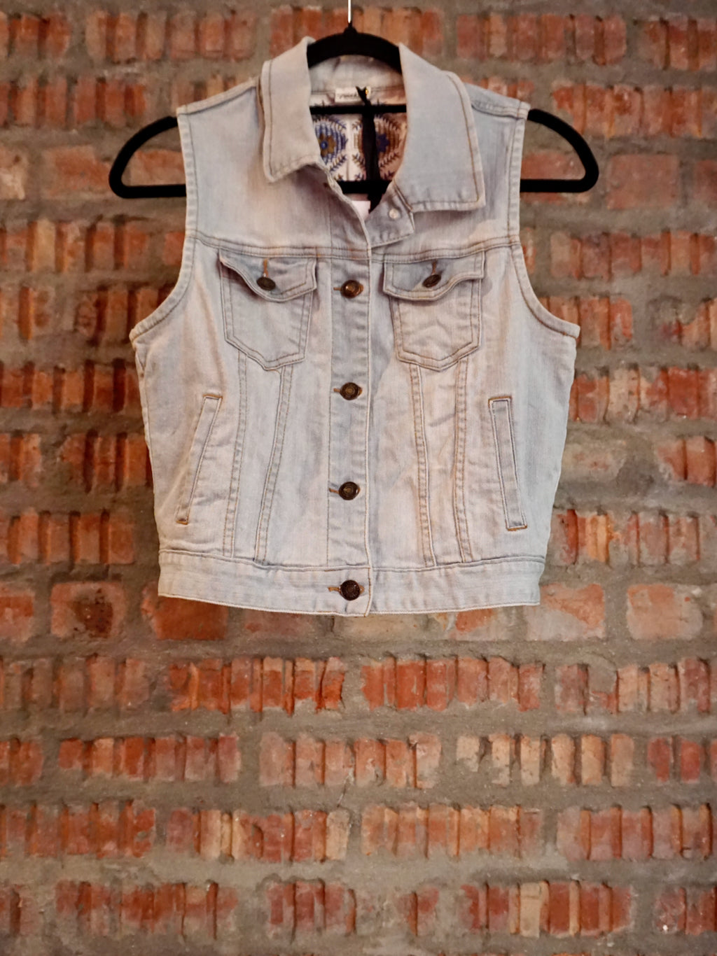 Upcycled Denim Vest Rock 'N Roll S