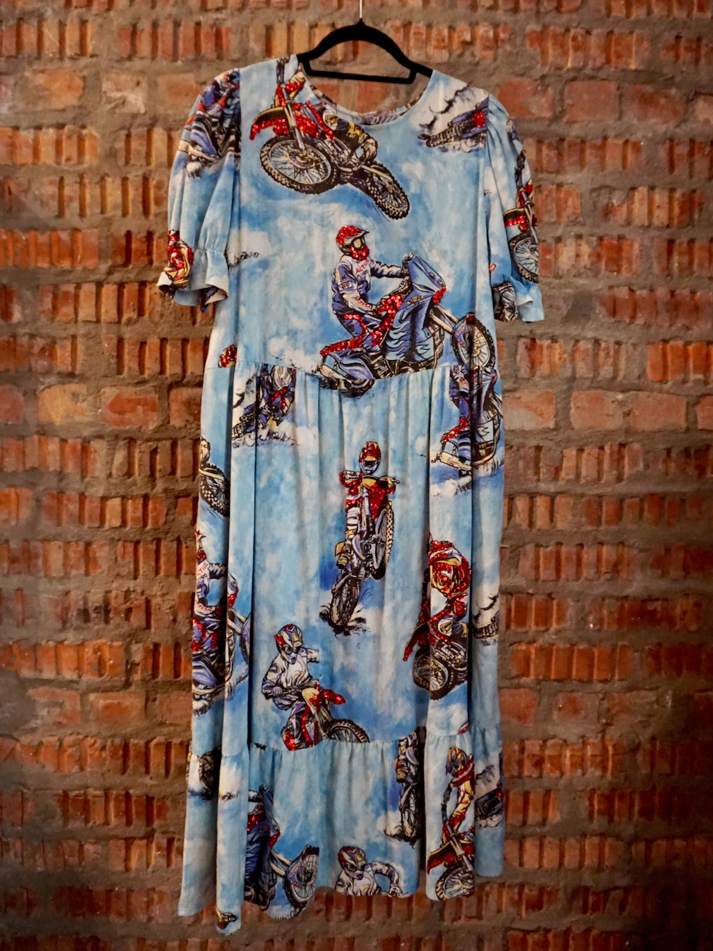 Upcycled Racer Motocross Ruffle Dress S/M