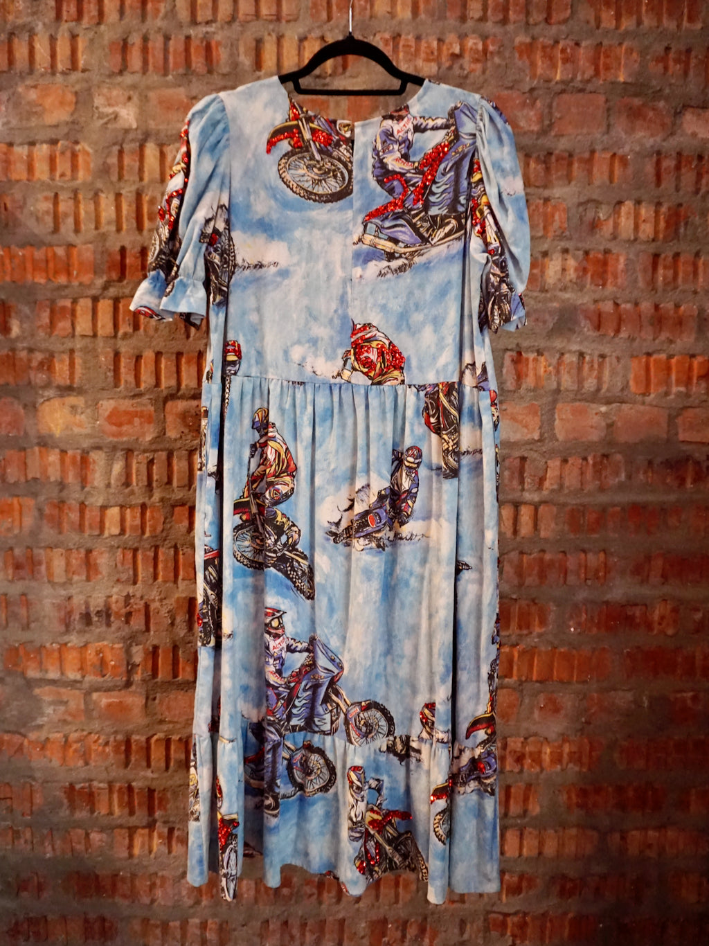 Upcycled Racer Motocross Ruffle Dress S/M