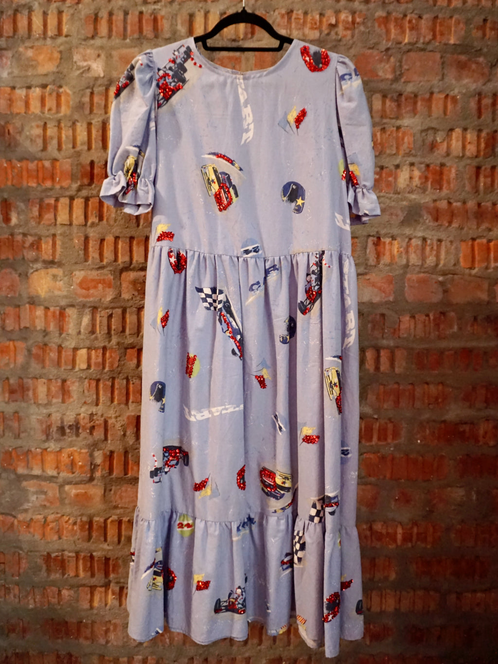 Upcycled Racer Formula 1 Ruffle Dress S/M