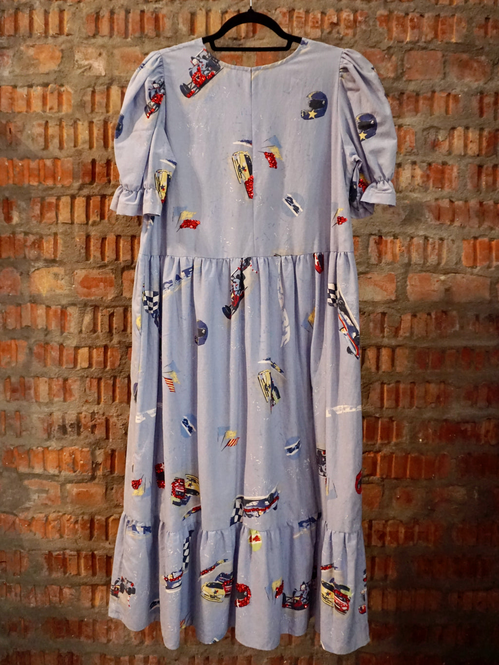Upcycled Racer Formula 1 Ruffle Dress S/M