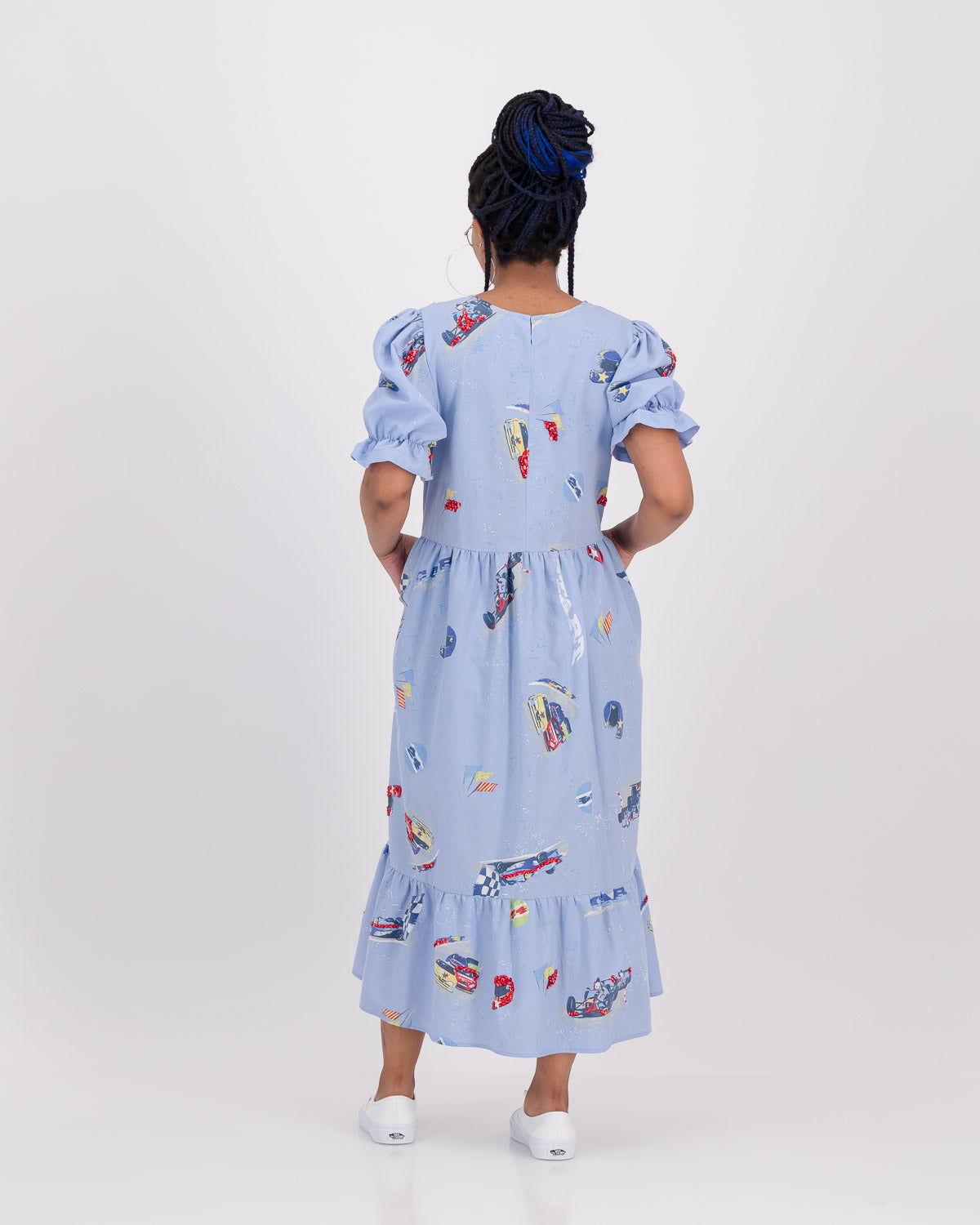 Upcycled Racer Formula 1 Ruffle Dress S/M