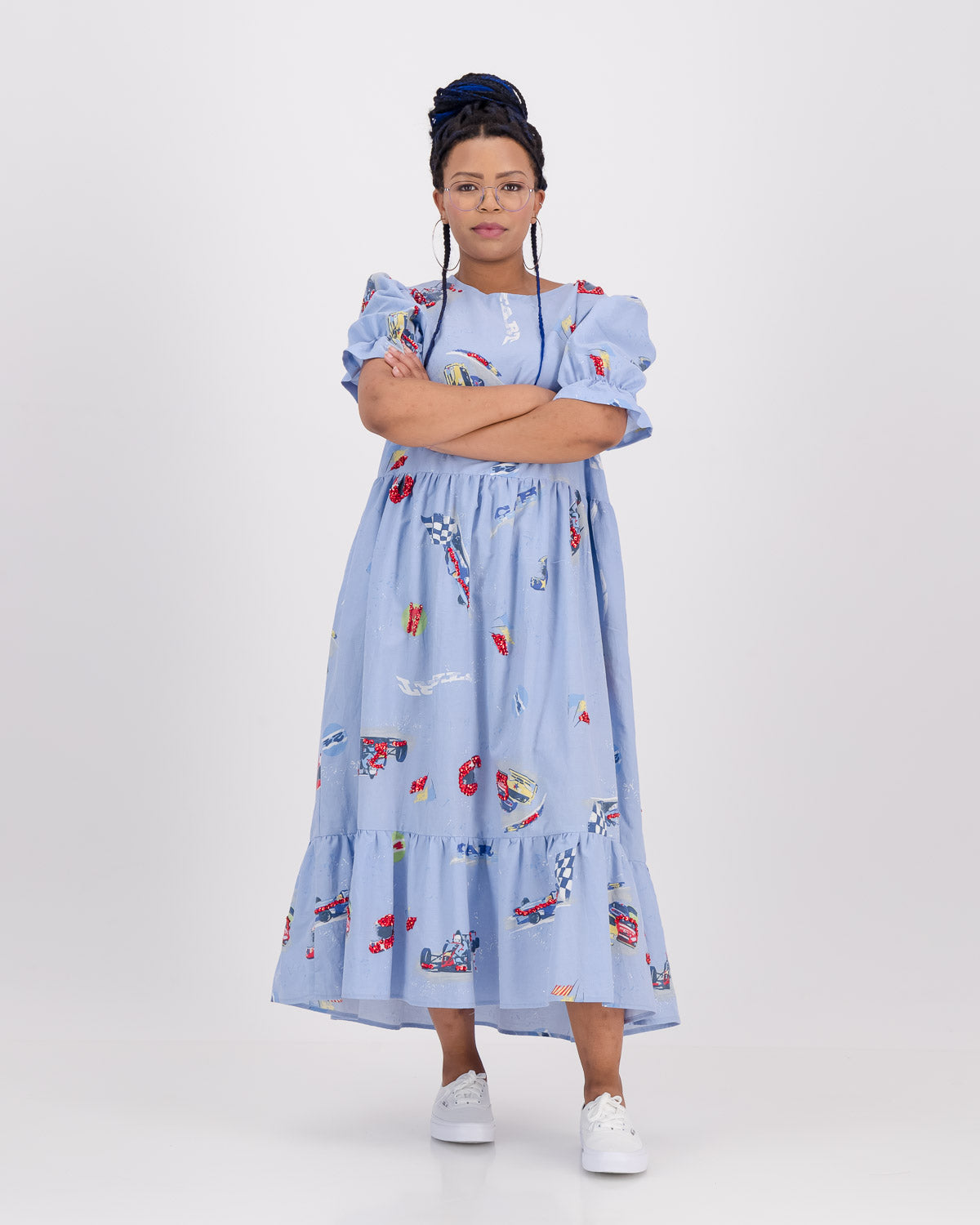 Upcycled Racer Formula 1 Ruffle Dress S/M