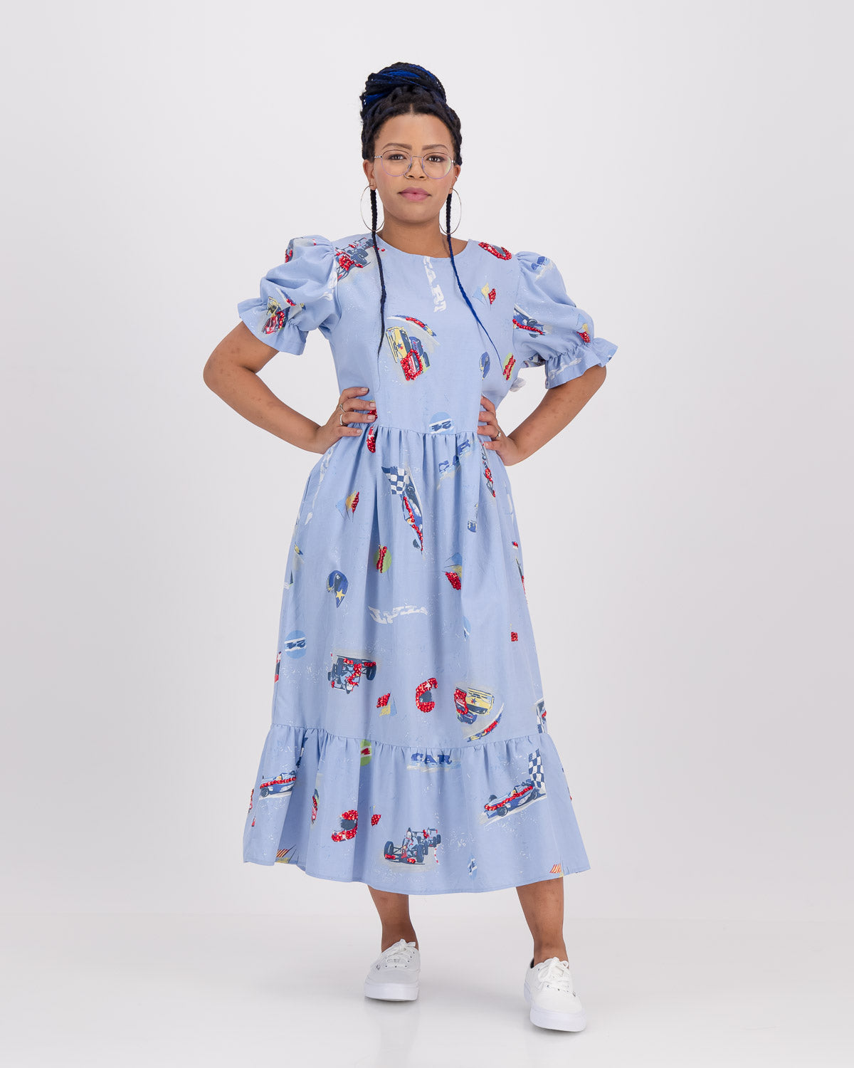 Upcycled Racer Formula 1 Ruffle Dress S/M