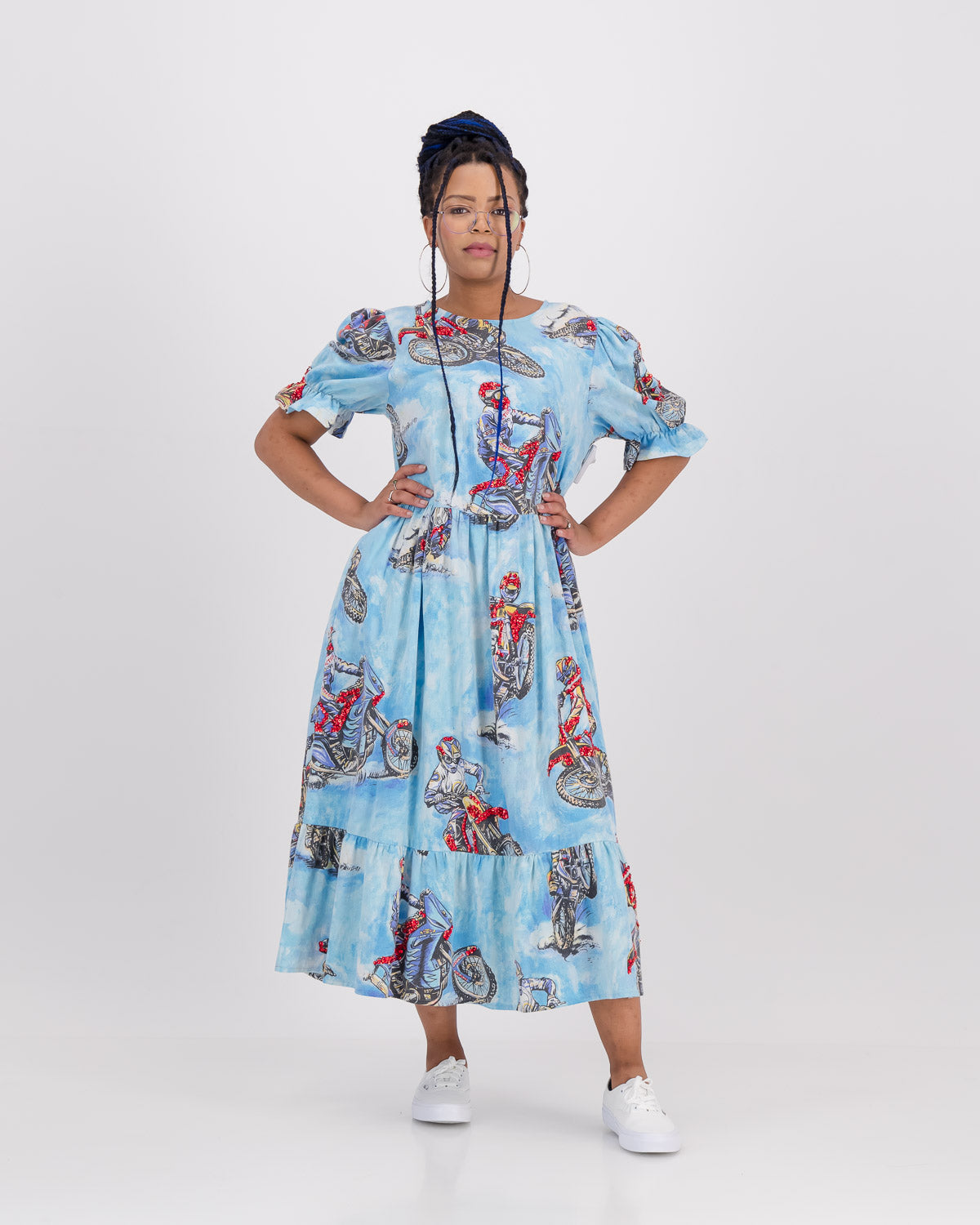 Upcycled Racer Motocross Ruffle Dress S/M