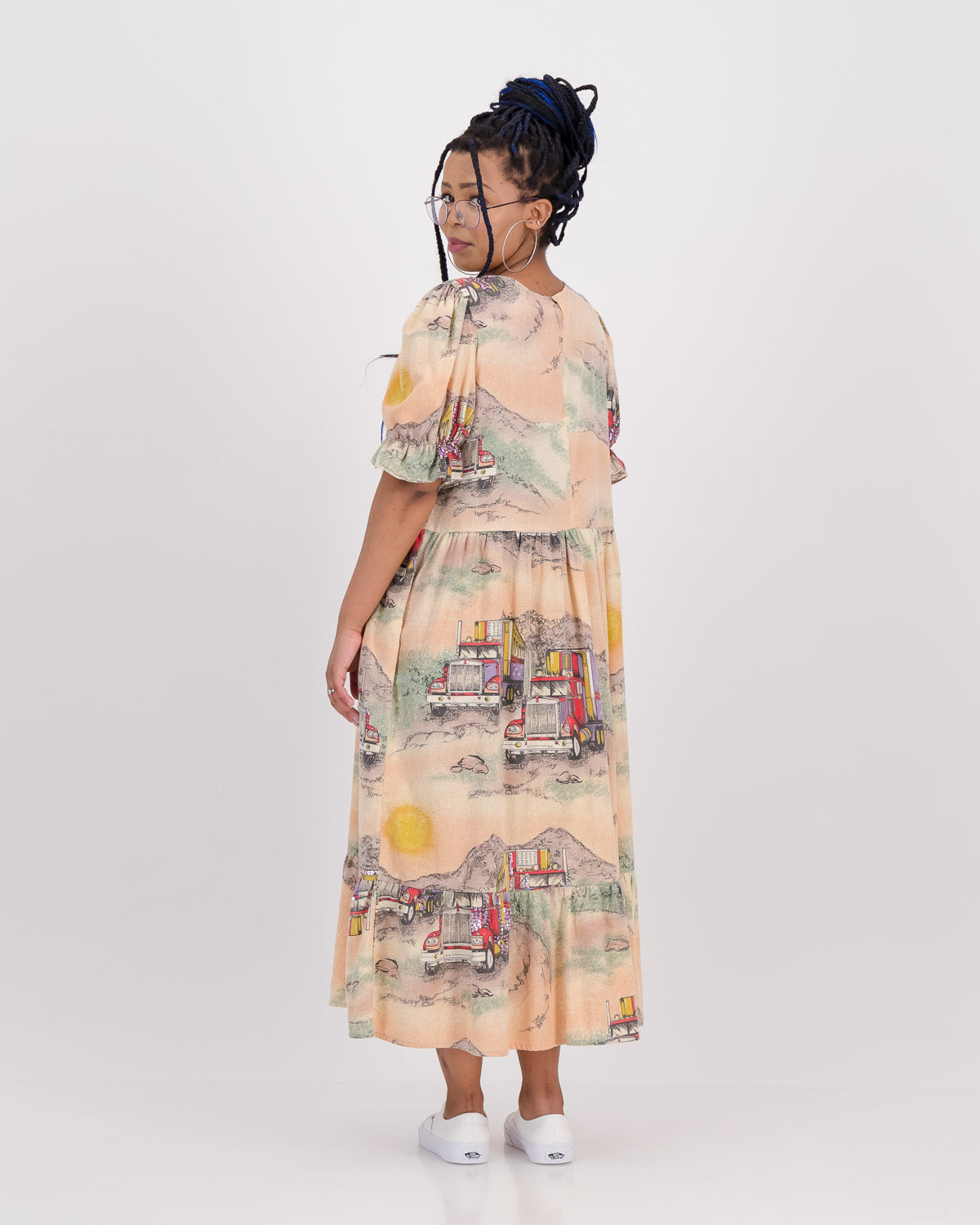 Upcycled Racer Trucker Ruffle Dress S/M