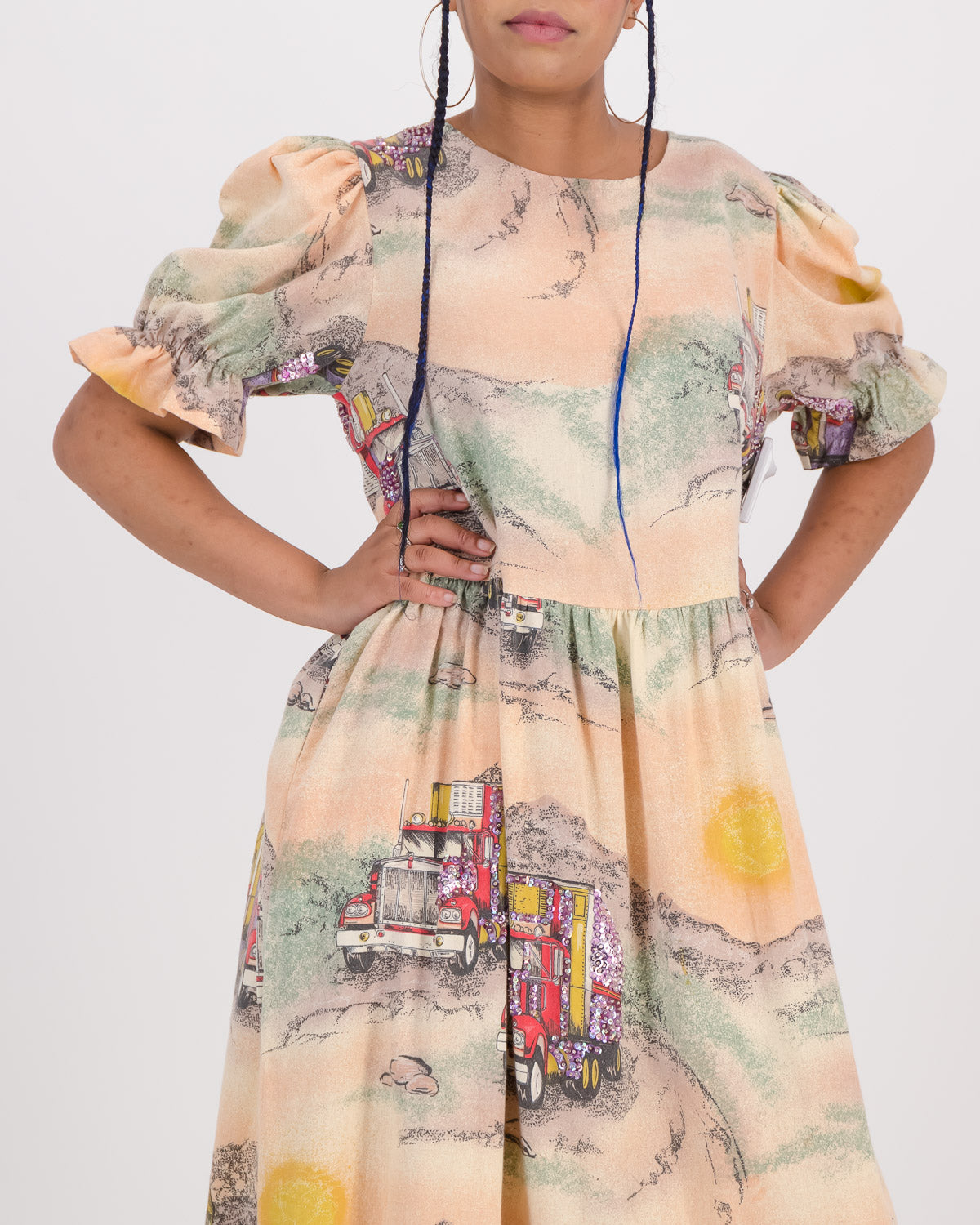 Upcycled Racer Trucker Ruffle Dress S/M