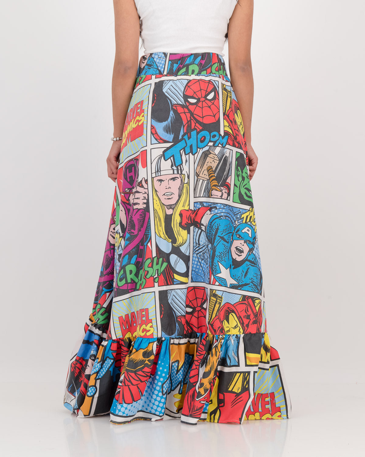 Upcycled Vintage 90's Avengers Maxi Skirt S/M