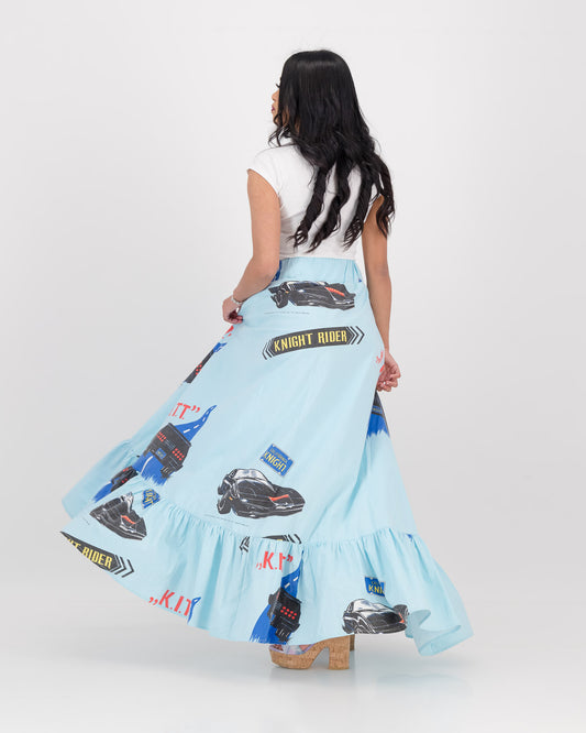 Upcycled Vintage 1989 Knight RIder Maxi Skirt S/M