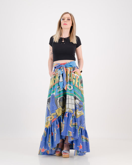 Upcycled Vintage 1997 Power Rangers Maxi Skirt S/M