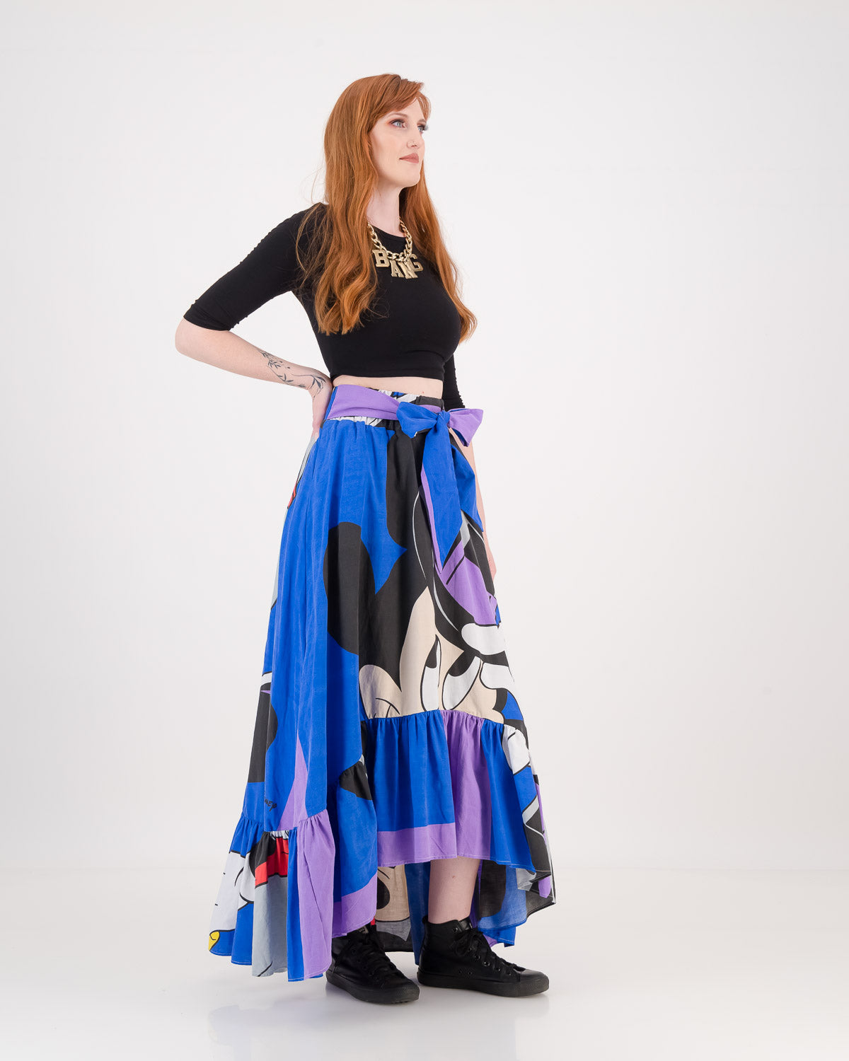 Upcycled Vintage 90's Mickey Mouse Maxi Skirt S/M