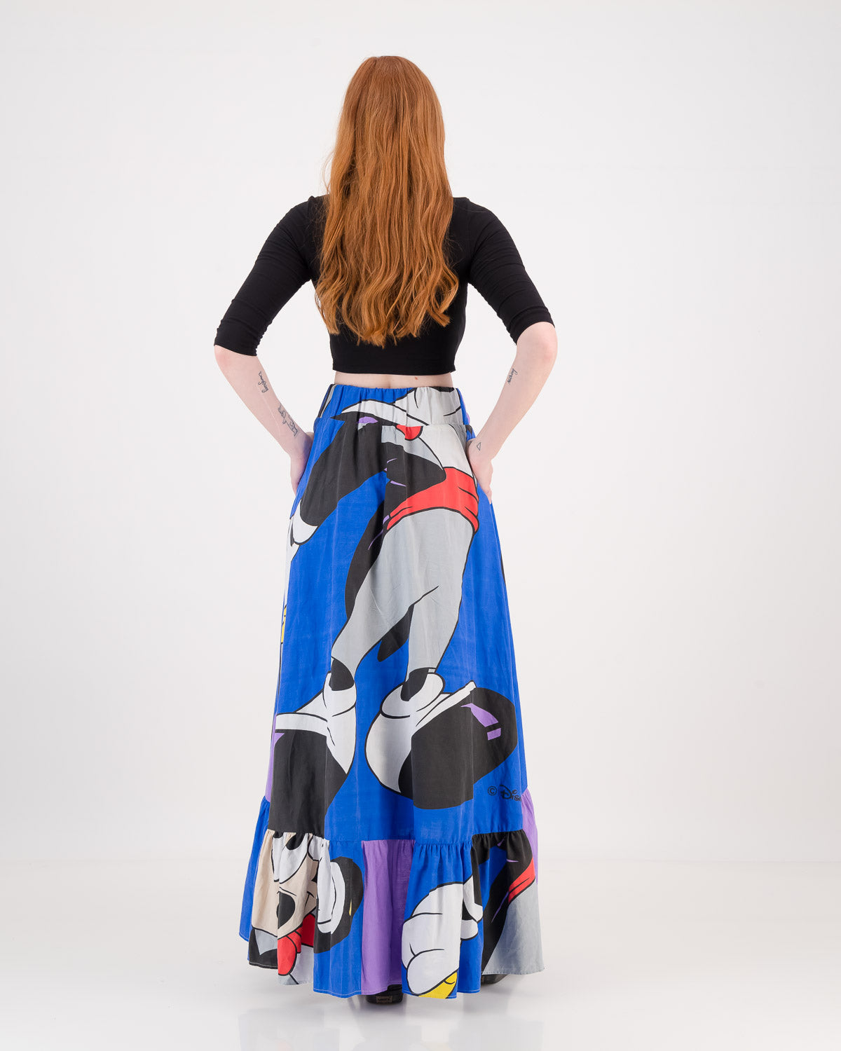 Upcycled Vintage 90's Mickey Mouse Maxi Skirt S/M