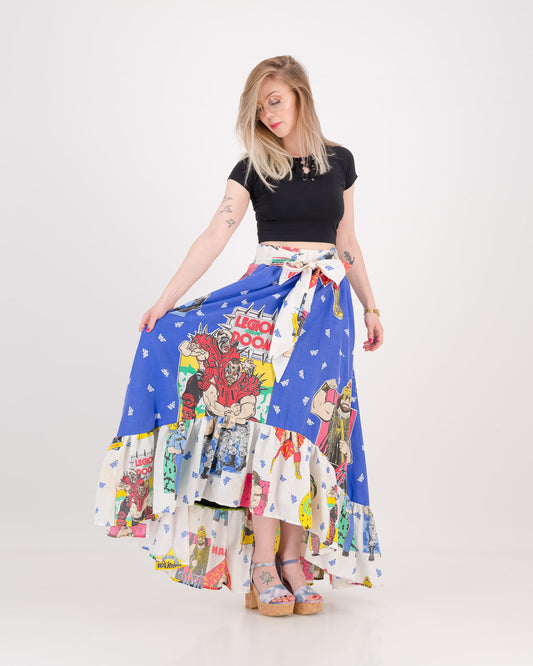Upcycled Vintage 90's WWF Maxi Skirt S/M