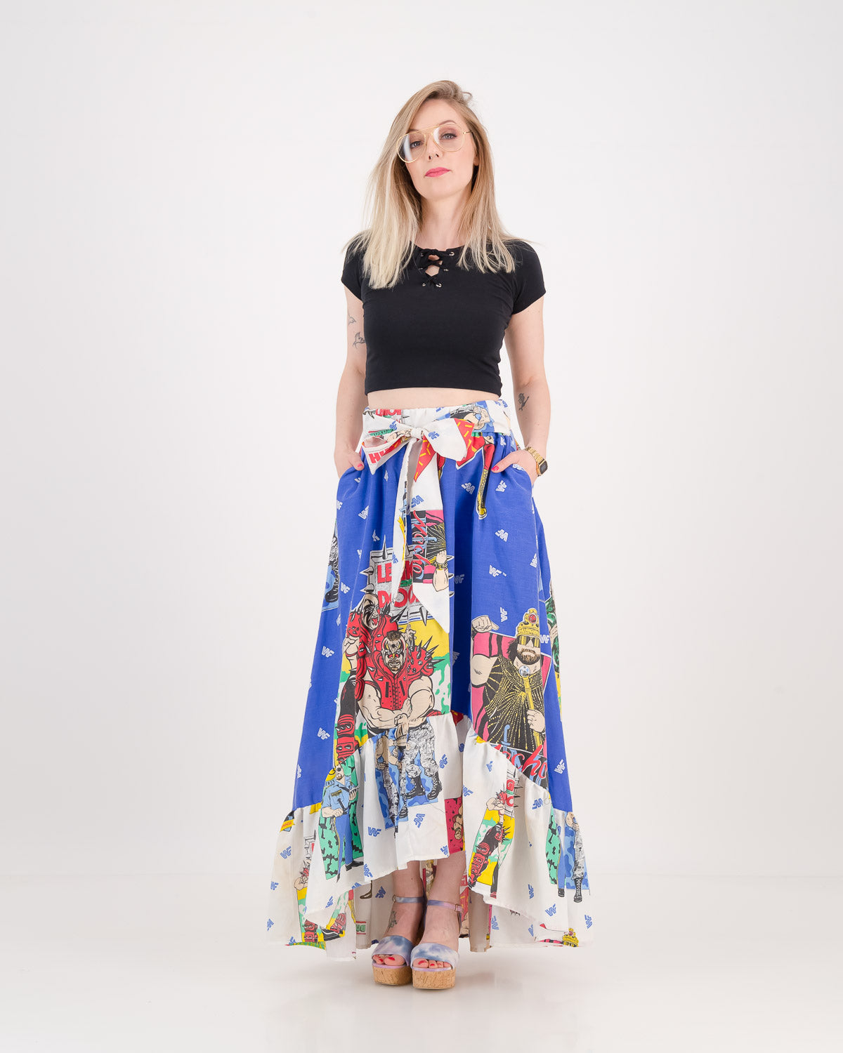 Upcycled Vintage 90's WWF Maxi Skirt S/M