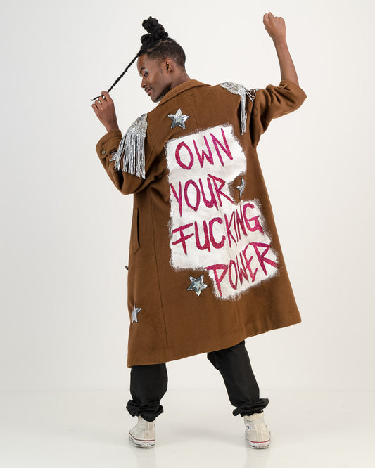 Upcycled Wool Coat - Brown - Own Your *** Power