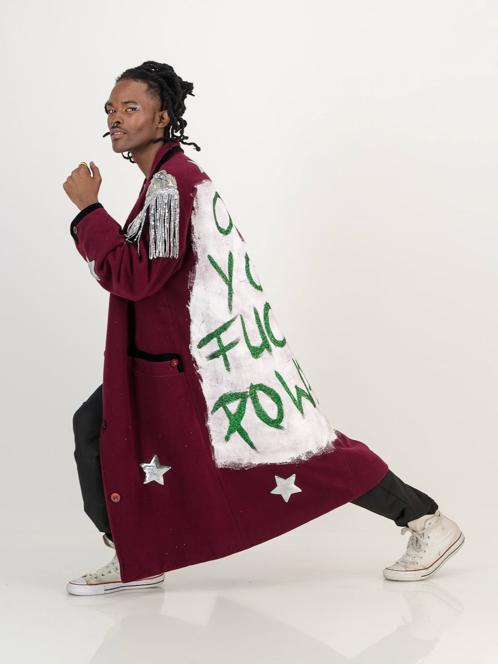 Upcycled Wool Coat - Berry - Own Your *** Power