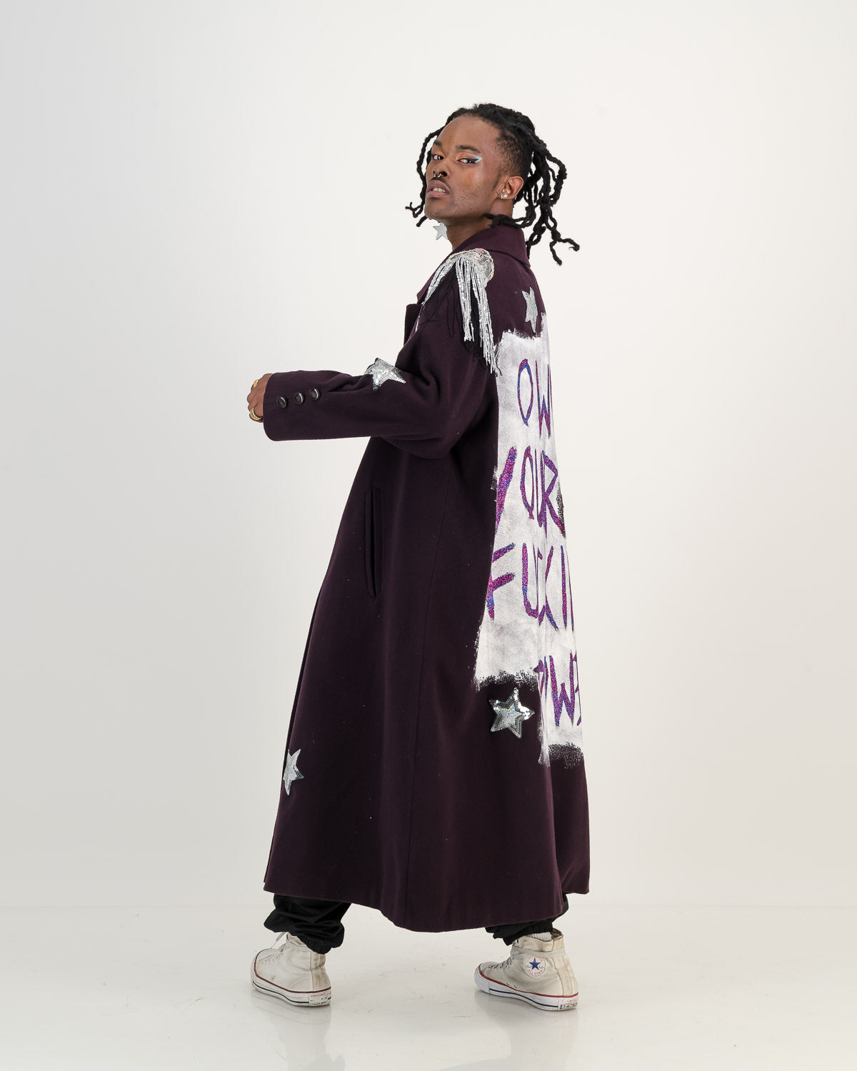 Upcycled Wool Coat - Purple - Own Your *** Power