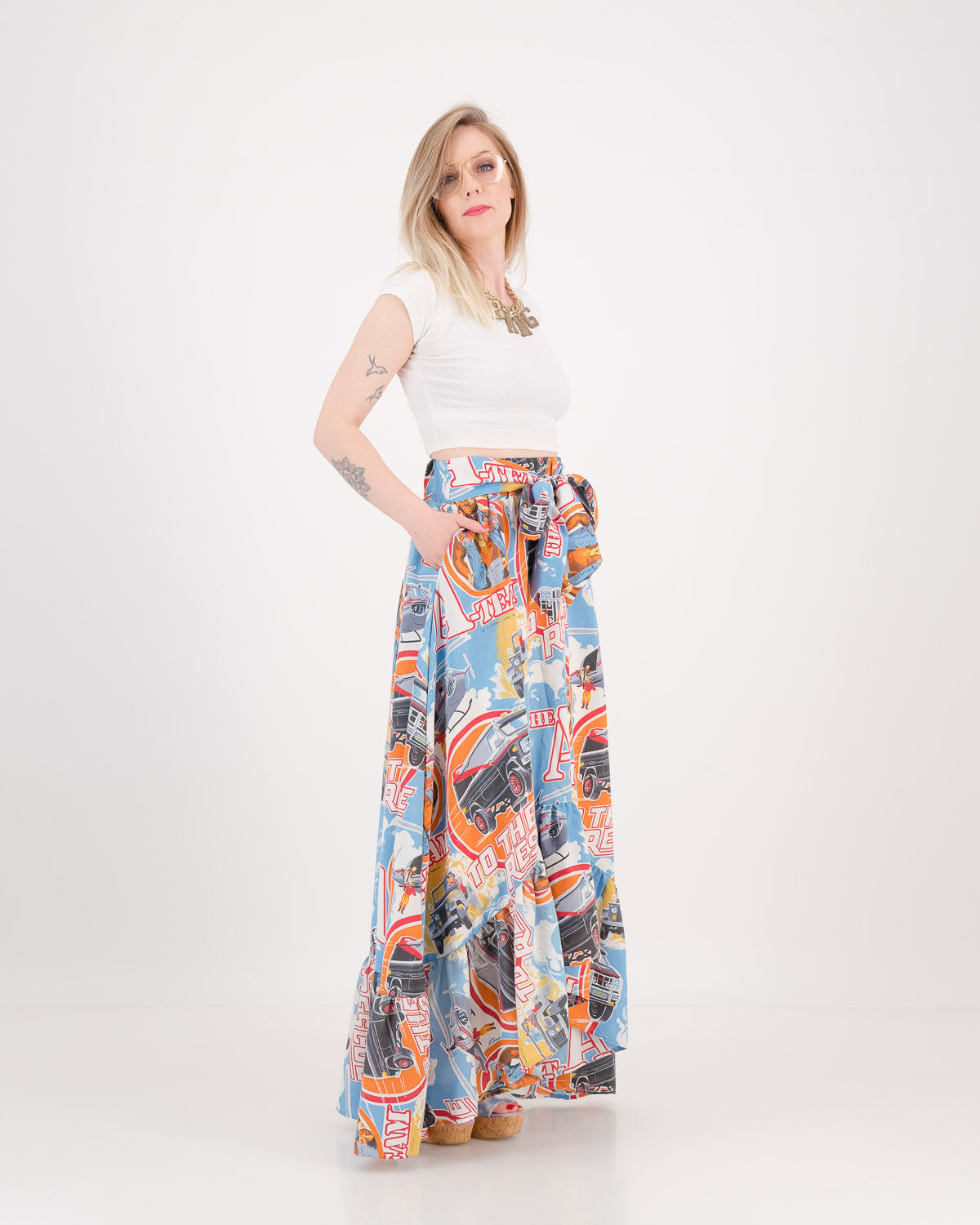 Upcycled Vintage 80's A-Team Maxi Skirt S/M