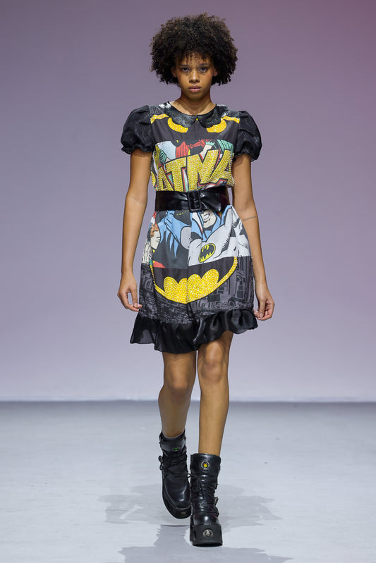 Upcycled Embellished Batman Pillow Case Dress