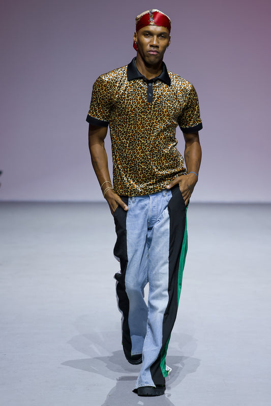 Denim Hybrid Striped Pants and Leo Golfer