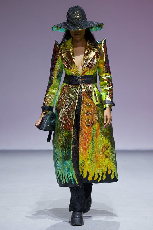 Golden Snake Print & Flames Coat - in Collaboration with Skolliemuis
