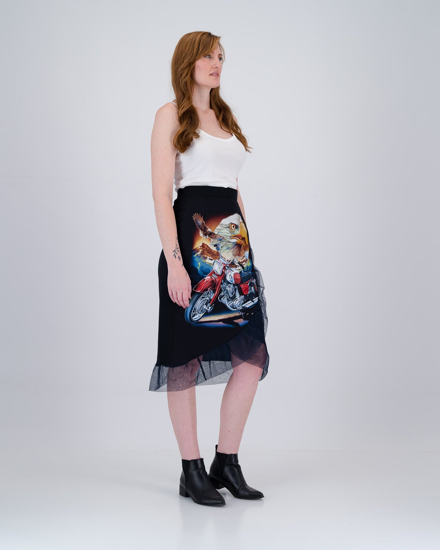Upcycled Biker T-Shirt Wrapping Skirt