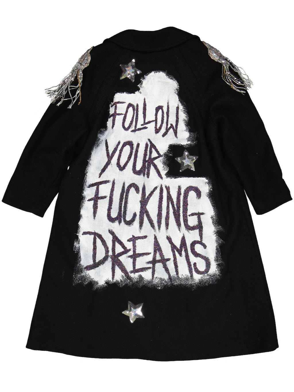 Upcycled Mohair Wool Coat - Black - Follow Your *** Dreams