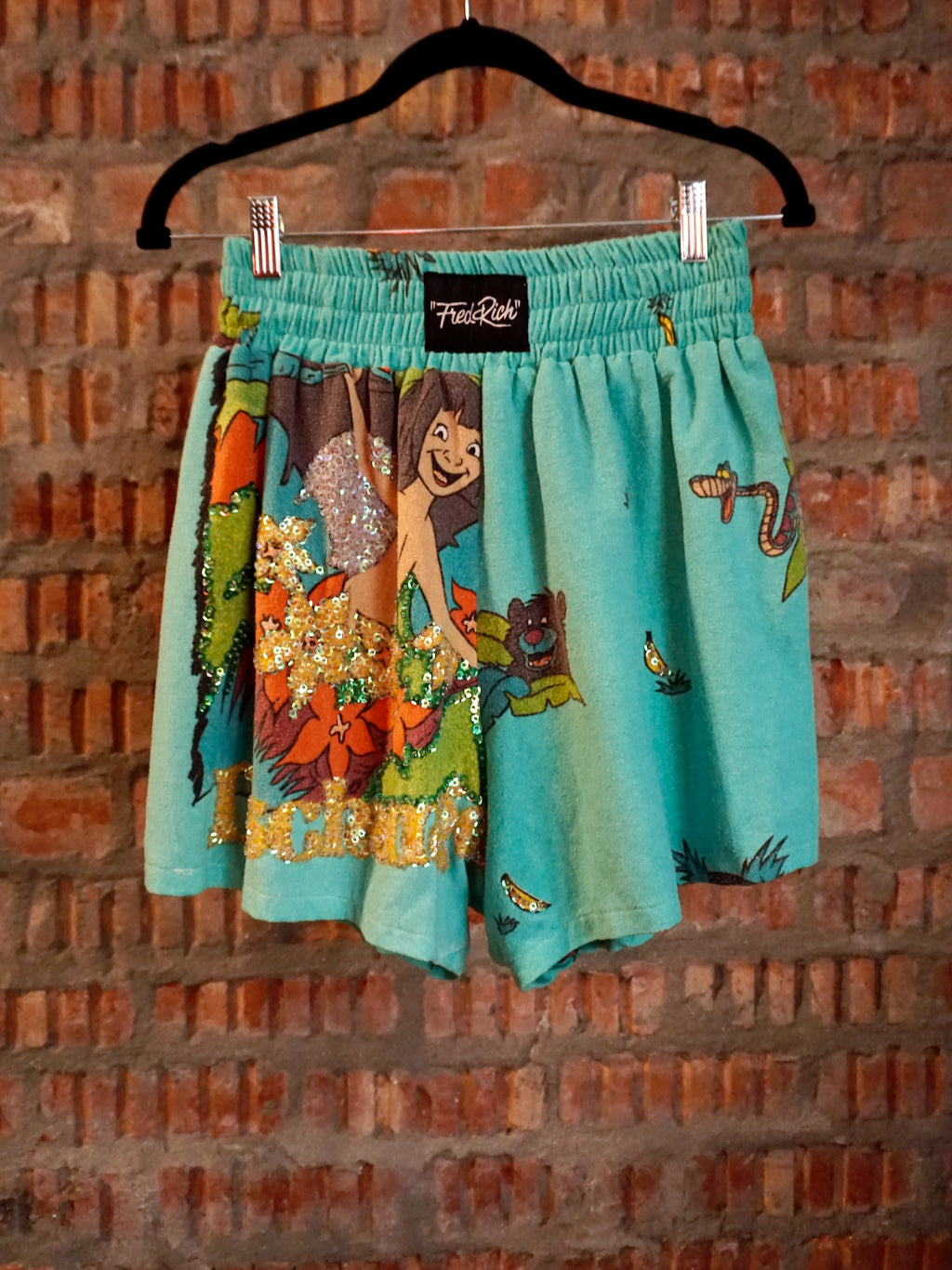 Upcycled Kickboxing Trunks Vintage Disney's The Jungle Book - Turquoise S