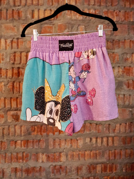 Upcycled Kickboxing Trunks Vintage Disney's Minnie Mouse - Violet Petite S