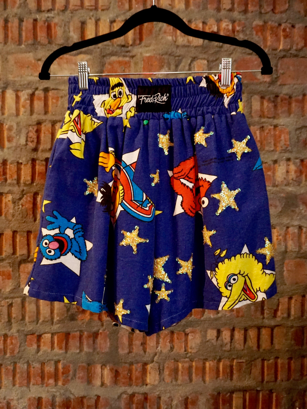 Upcycled Kickboxing Trunks Vintage 1994 Sesame Street - Blue Petite S