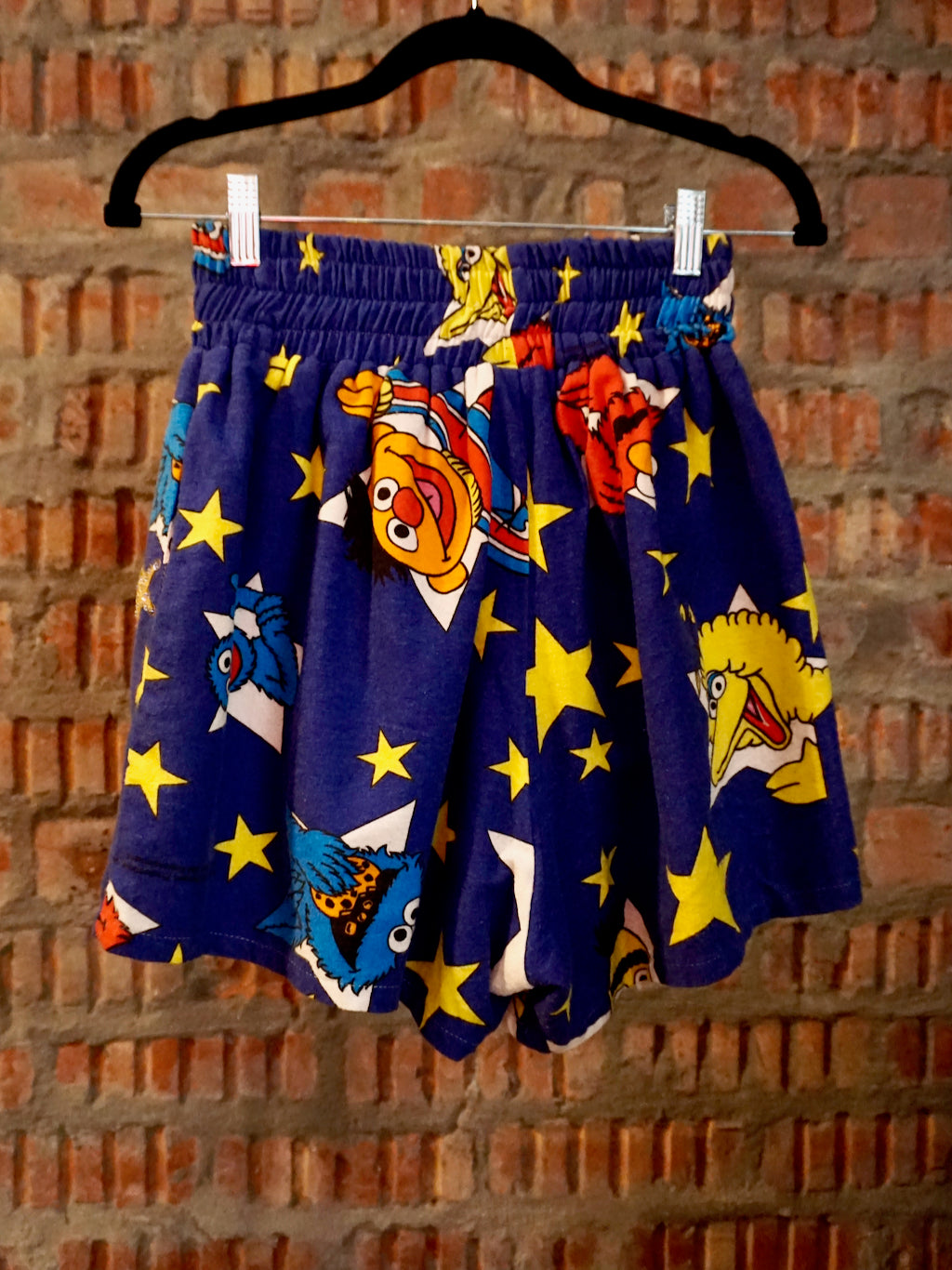 Upcycled Kickboxing Trunks Vintage 1994 Sesame Street - Blue Petite S