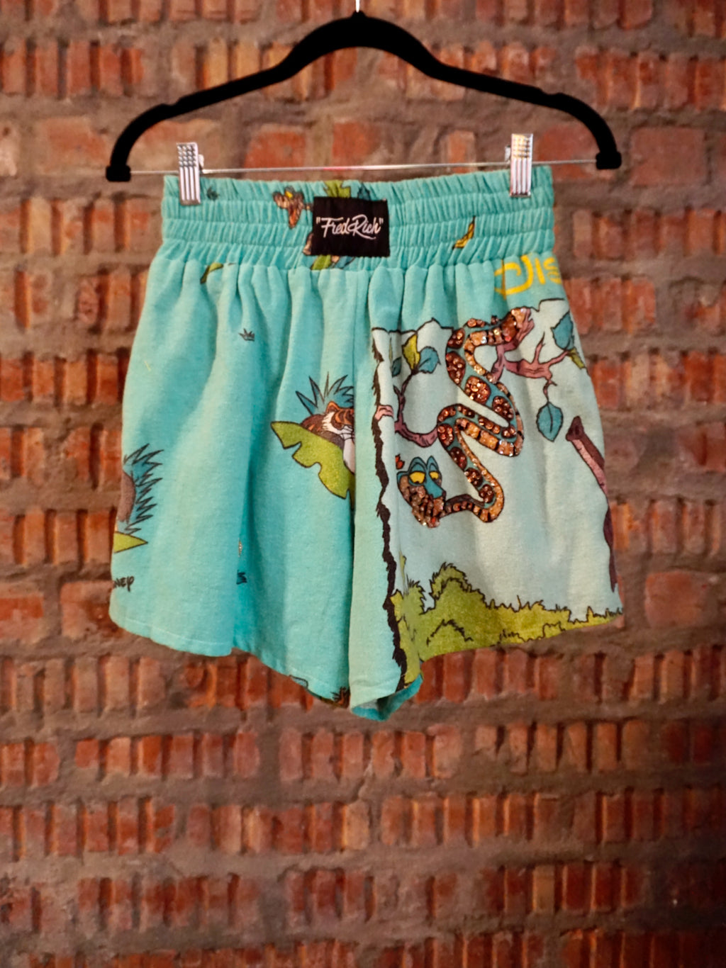 Upcycled Kickboxing Trunks Vintage Disney's The Jungle Book - Turquoise Petite S