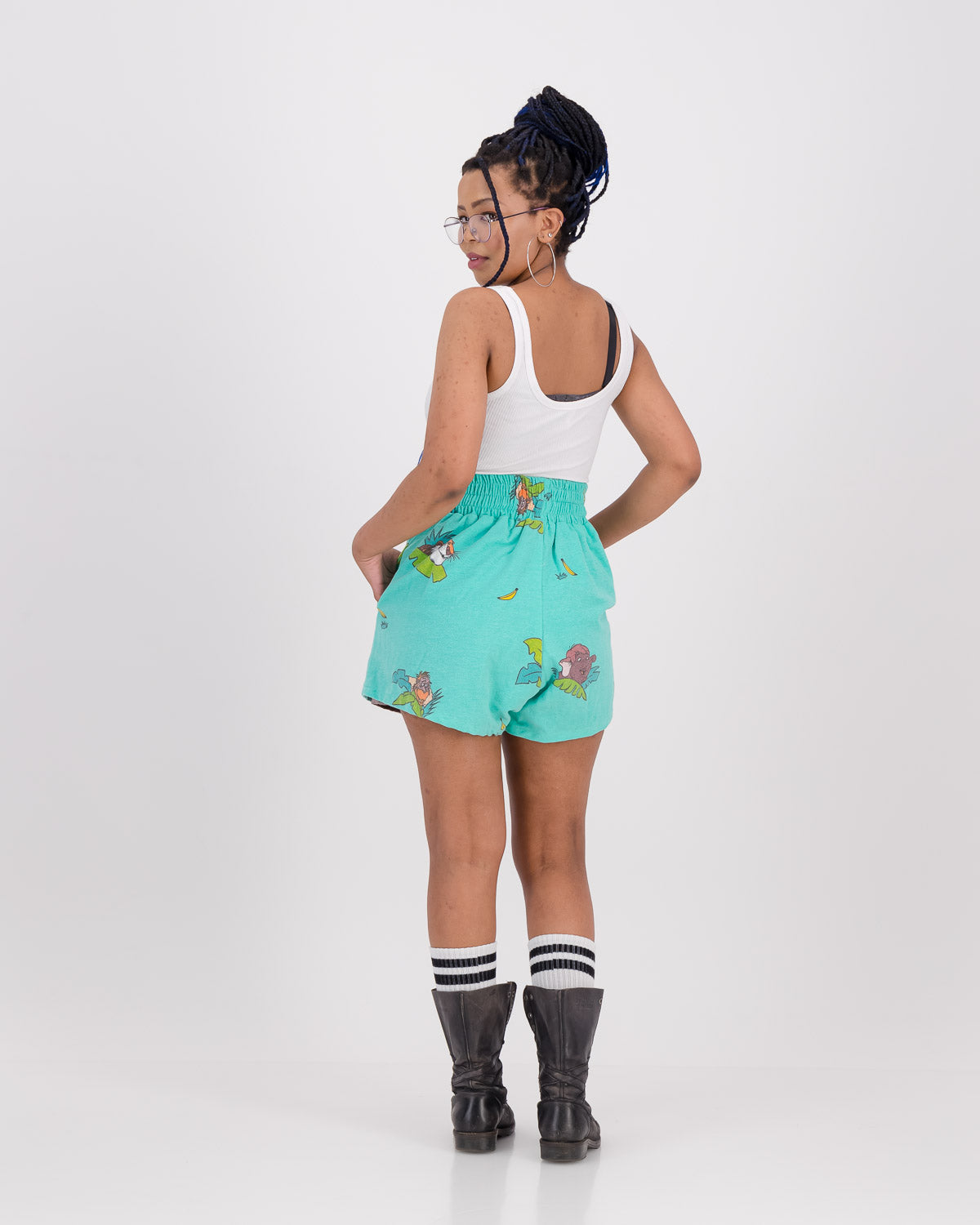 Upcycled Kickboxing Trunks Vintage Disney's The Jungle Book - Turquoise S