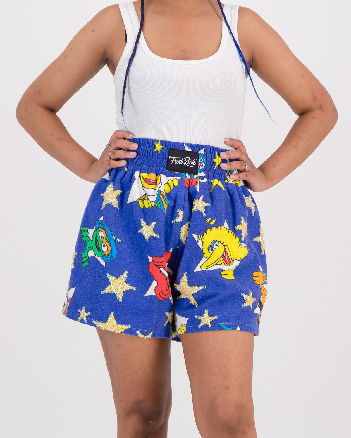 Upcycled Kickboxing Trunks Vintage 1994 Sesame Street - Blue