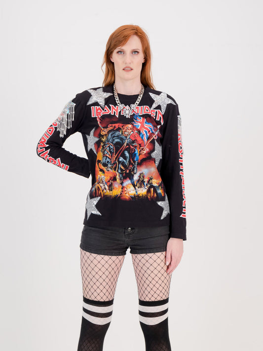 Upcycled Rock Star Long Sleeve T-Shirt / Dress Iron Maiden