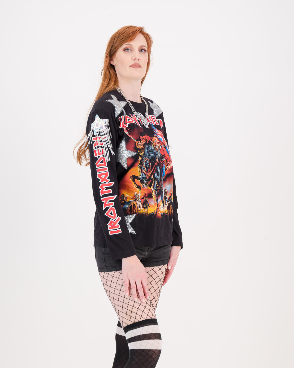 Upcycled Rock Star Long Sleeve T-Shirt / Dress Iron Maiden