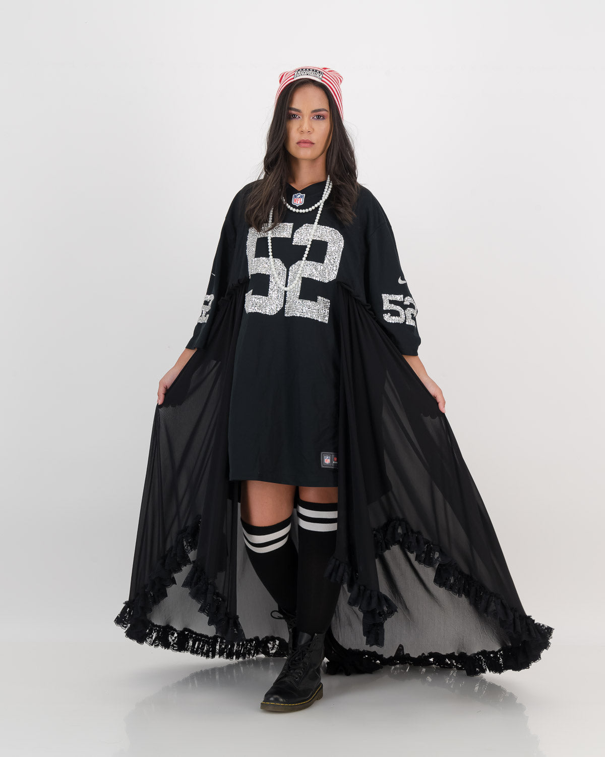 Upcycled Vintage NFL Dress Black Pink