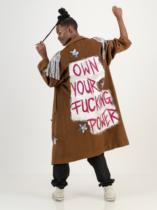 Upcycled Wool Coat - Brown - Own Your *** Power