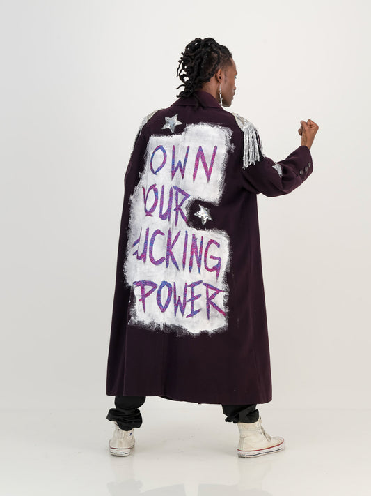 Upcycled Wool Coat - Purple - Own Your *** Power