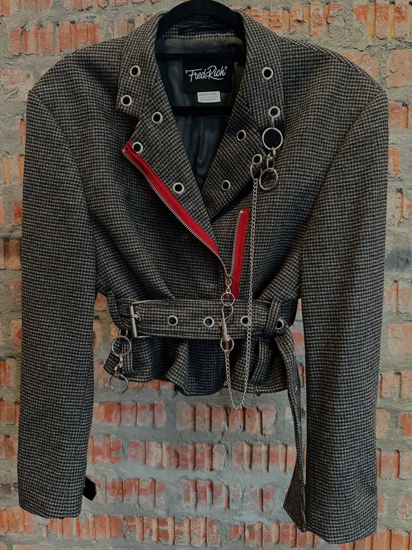 JIMI HENDRIX Upcycled Wool Jacket - Grey (red zip)